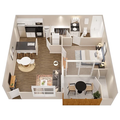 a1 floor plan  1 bedroom with 2 baths  1192 square feet